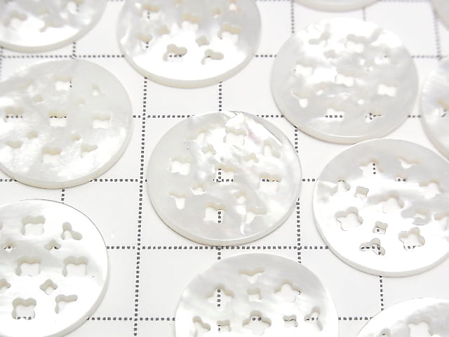 [Video] High Quality White Shell Watermark Coin 20x20x2mm Flower Design 1pc