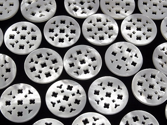 [Video] High Quality White Shell Watermark Coin 20x20x2mm Flower Design 1pc