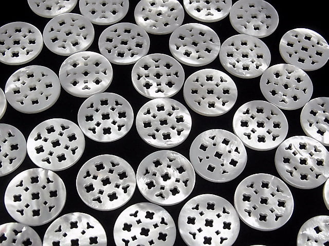 [Video] High Quality White Shell Watermark Coin 20x20x2mm Flower Design 1pc