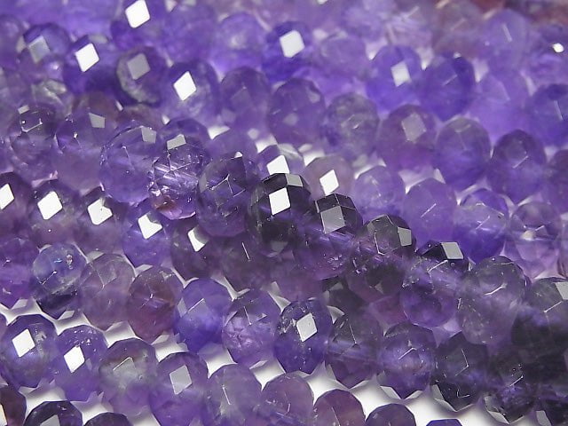 [Video]High Quality! Amethyst AAA- Faceted Button Rondelle 8x8x6mm half or 1strand beads (aprx.15inch/37cm)