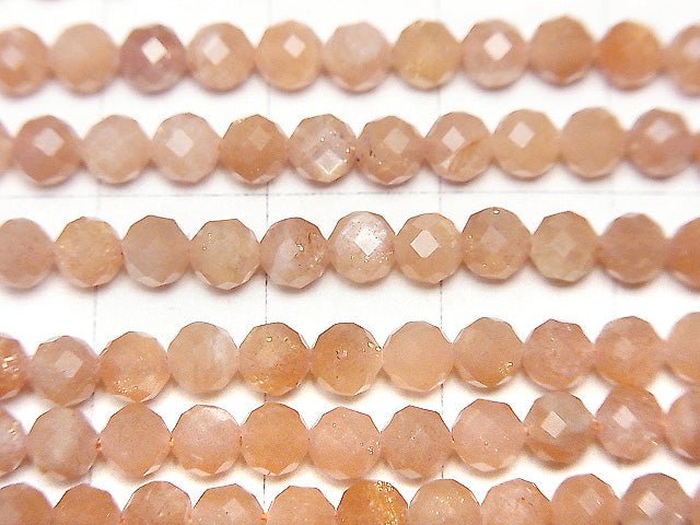 [Video] High Quality! Orange Moonstone AAA- Faceted Round 4mm 1strand beads (aprx.15inch / 38cm)