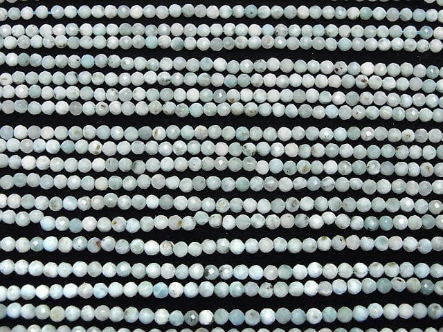 [Video] High Quality! Larimar Pectolite AA Faceted Round 3mm 1strand beads (aprx.15inch / 37cm)