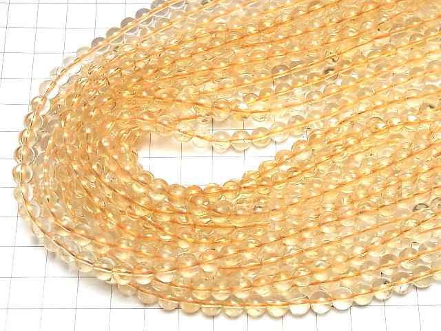 [Video] Light color Citrine AA++ Round 6mm 1strand beads (aprx.15inch / 38cm)