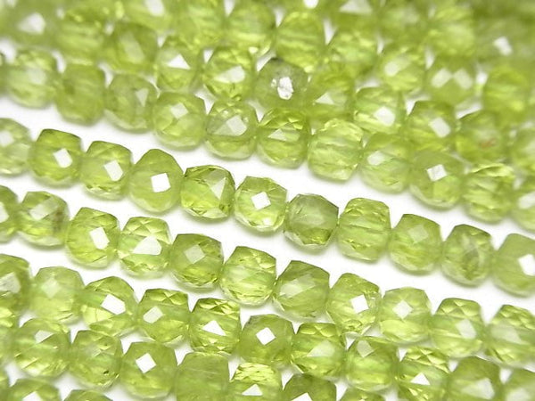 [Video]High Quality!  Peridot AA++ Cube Shape 4x4x4mm half or 1strand beads (aprx.15inch/37cm)