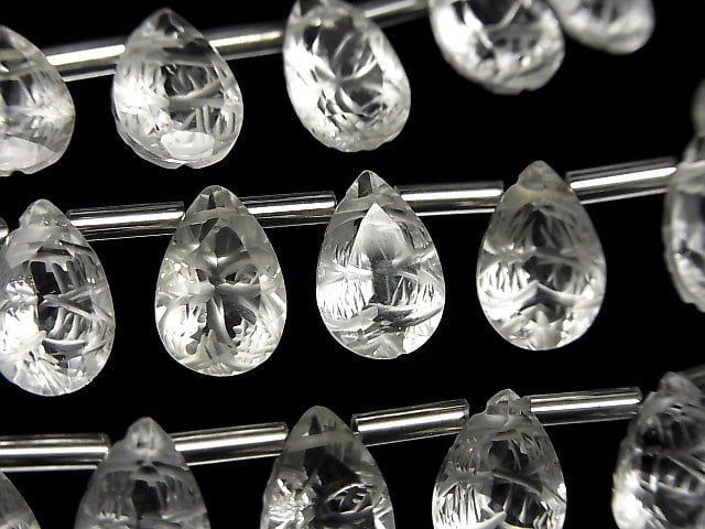 [Video] High Quality Crystal AAA Carved Pear shape Faceted 12x8mm 1strand (8pcs)
