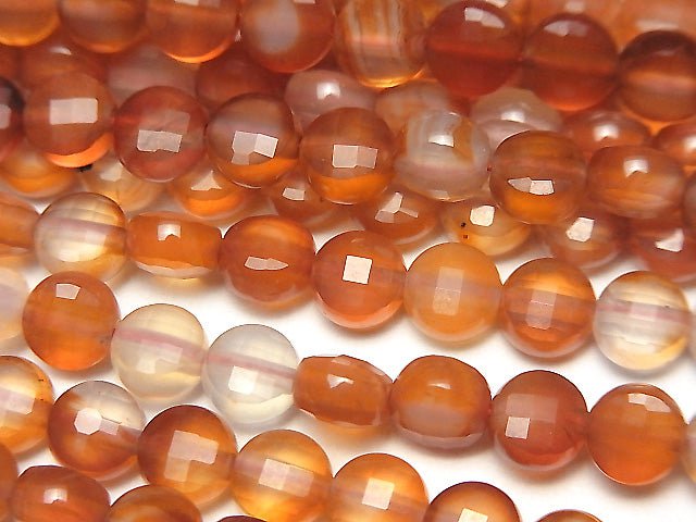 High Quality!  1strand $7.79! Carnelian ,Sardonyx AAA- Faceted Coin 6x6x4mm 1strand beads (aprx.15inch/37cm)