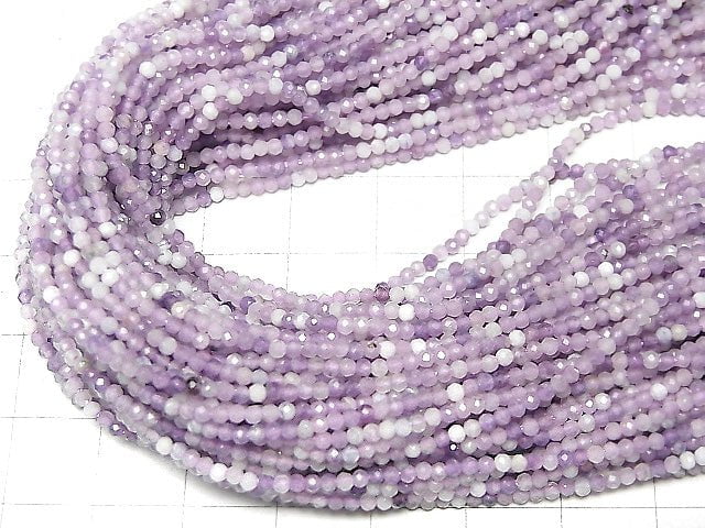 [Video] High Quality! Lepidolite AA Faceted Round 2.5mm 1strand beads (aprx.15inch/38cm)