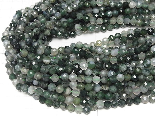 High Quality!  1strand $7.79! Moss Agate  64Faceted Round 6mm 1strand beads (aprx.15inch/37cm)