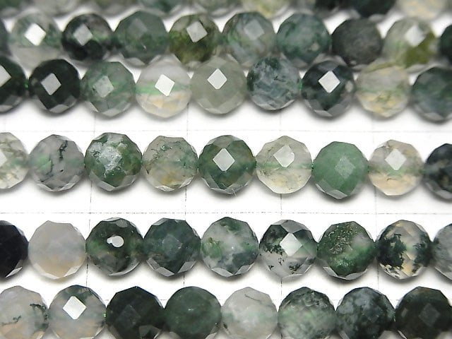 High Quality!  1strand $7.79! Moss Agate  64Faceted Round 6mm 1strand beads (aprx.15inch/37cm)