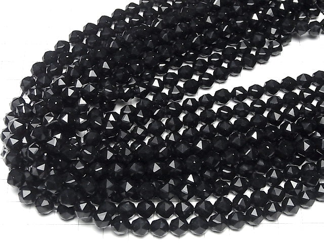 High quality! 1strand $8.79! Onyx AAA Star Faceted Round 8mm 1strand beads (aprx.15inch / 37cm)