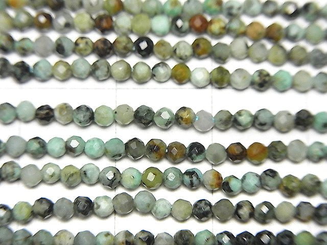 [Video] High Quality!  African Turquoise  Faceted Round 2mm  1strand beads (aprx.15inch/38cm)