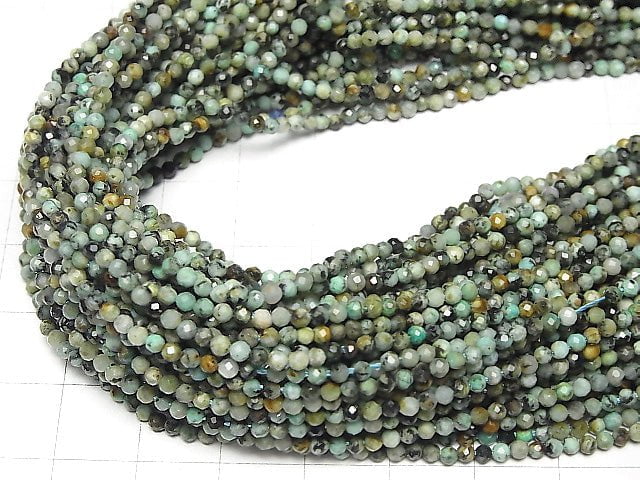 [Video] High Quality!  African Turquoise  Faceted Round 2mm  1strand beads (aprx.15inch/38cm)