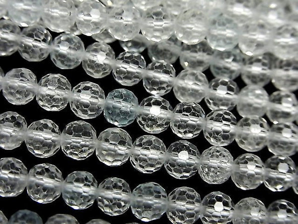 [Video] High Quality! Natural White Topaz AAA- 128Faceted Round 5mm 1strand beads (aprx.15inch/37cm)