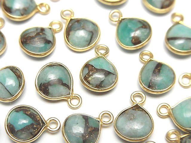 [Video] Copper Amazonite AAA Bezel Setting Chestnut 9x9mm 18KGP 4pcs