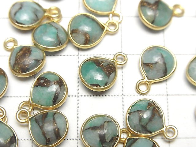 [Video] Copper Amazonite AAA Bezel Setting Chestnut 9x9mm 18KGP 4pcs