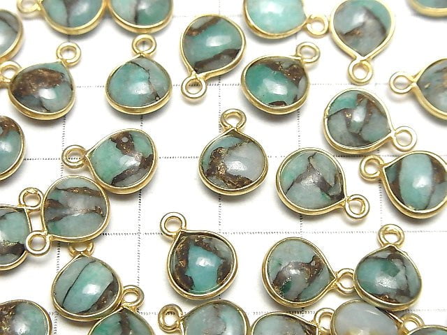 [Video] Copper Amazonite AAA Bezel Setting Chestnut 9x9mm 18KGP 4pcs