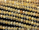 [Video] High Quality! Rutilated Quartz AAA Faceted Button Rondelle 3x3x2mm 1strand beads (aprx.15inch / 37cm)