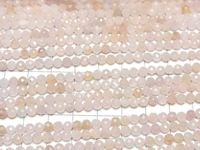 [Video] High Quality!  Morganite AA 32Faceted Round 4mm 1strand beads (aprx.15inch/37cm)