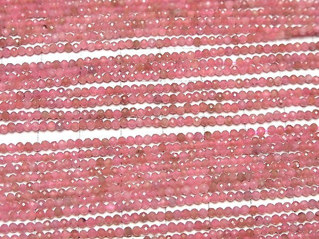 [Video] High Quality! Rhodonite AA++ Faceted Round 2mm 1strand beads (aprx.15inch / 36cm)
