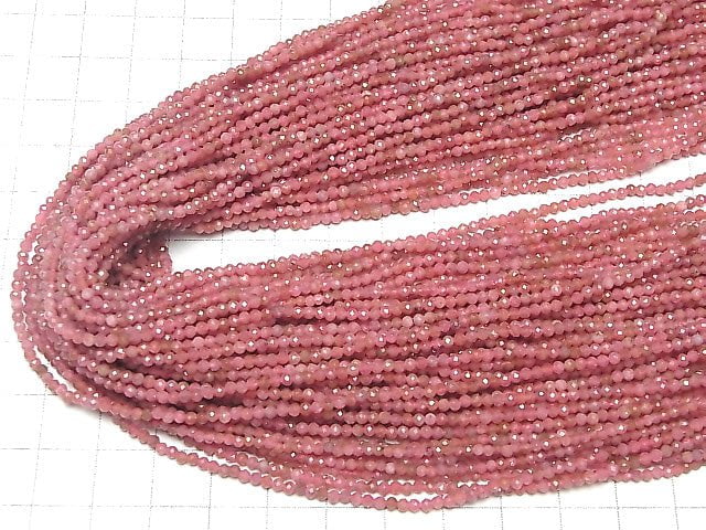 [Video] High Quality! Rhodonite AA++ Faceted Round 2mm 1strand beads (aprx.15inch / 36cm)