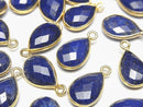 [Video] Lapislazuli AAA Bezel Setting Faceted Pear Shape 13x9mm 18KGP 3pcs