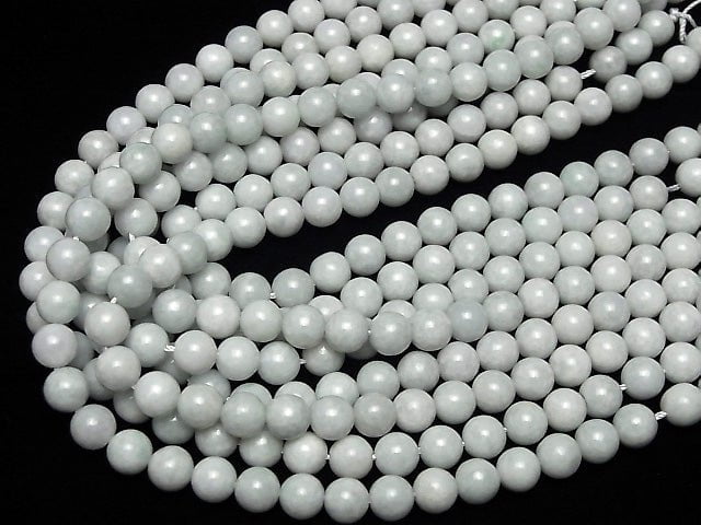 Jadeite blanche de Birmanie (Jade) AA+ ronde 8mm demi-fil ou 1 fil perles (env. 15 pouces/37cm)