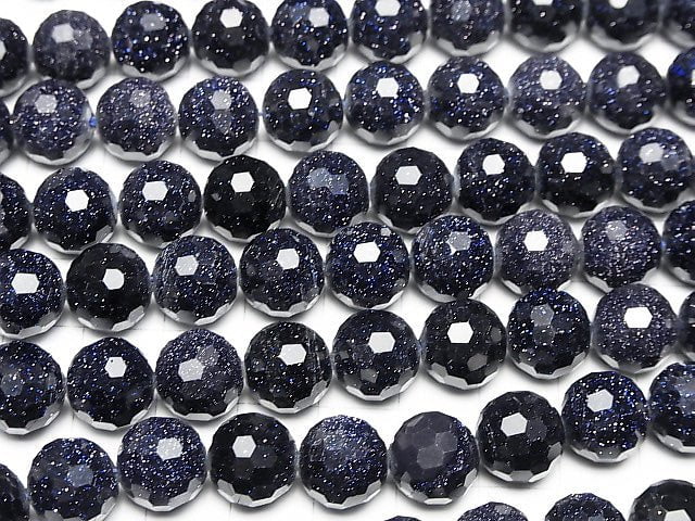 1strand $9.79! Blue Golden Sand Stone  128Faceted Round 12mm 1strand beads (aprx.15inch/37cm)