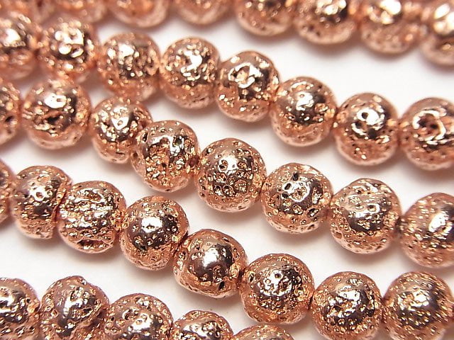 1strand $4.79! Lava Round 6mm Pink Gold Color Coating 1strand beads (aprx.14inch / 35cm)