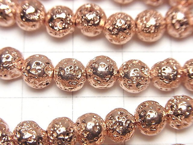 1strand $4.79! Lava Round 6mm Pink Gold Color Coating 1strand beads (aprx.14inch / 35cm)