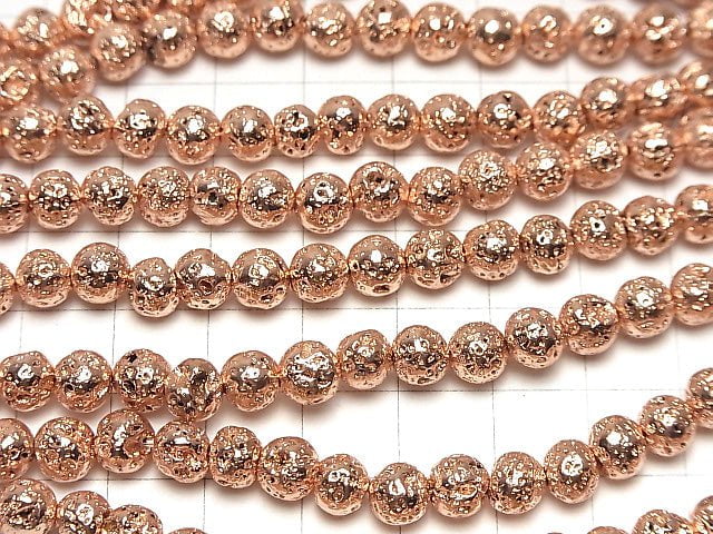 1strand $4.79! Lava Round 6mm Pink Gold Color Coating 1strand beads (aprx.14inch / 35cm)