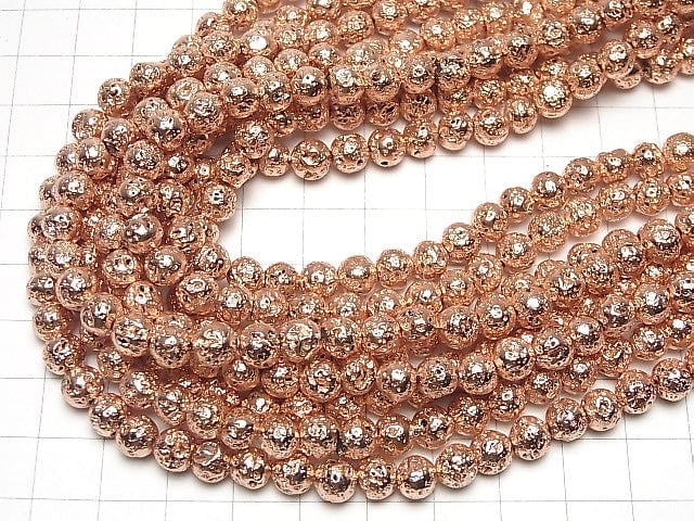 1strand $4.79! Lava Round 6mm Pink Gold Color Coating 1strand beads (aprx.14inch / 35cm)