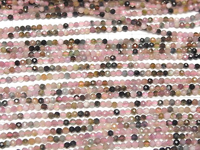 [Video]High Quality! 2pcs $6.79! Multicolor Tourmaline AA++ Faceted Round 2mm 1strand beads (aprx.15inch/37cm)