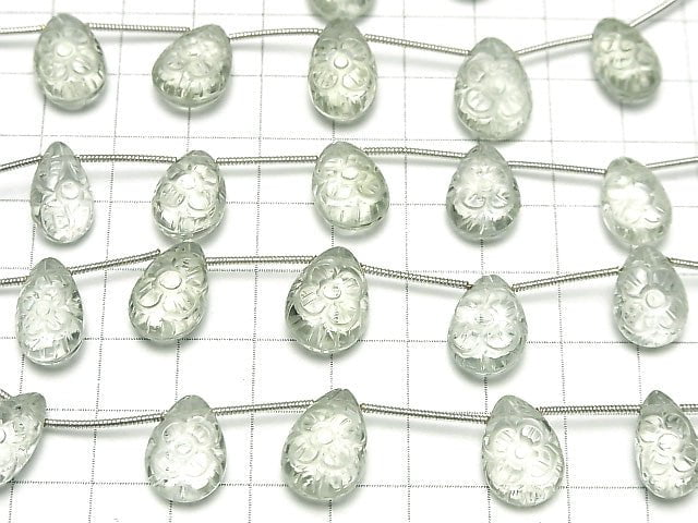 [Video] High Quality Green Amethyst AAA Carving Pear shape 1strand (5pcs)