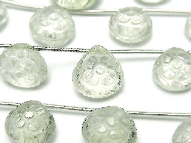 [Video] High Quality Green Amethyst AAA Carving Chestnut 1strand (5pcs)