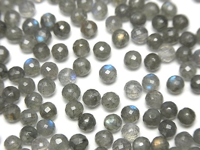 [Video] High Quality Labradorite AAA Half Drilled Hole Faceted Round 4mm 10pcs