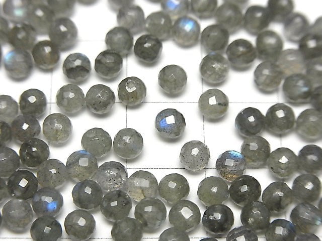 [Video] High Quality Labradorite AAA Half Drilled Hole Faceted Round 4mm 10pcs