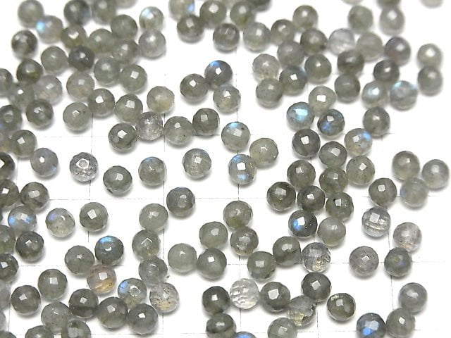 [Video] High Quality Labradorite AAA Half Drilled Hole Faceted Round 4mm 10pcs