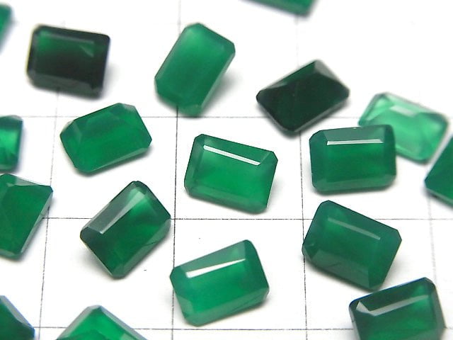 [Video]High Quality Green Onyx AAA Loose stone Rectangle Faceted 7x5mm 10pcs