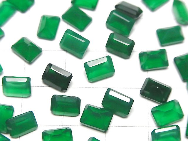 [Video]High Quality Green Onyx AAA Loose stone Rectangle Faceted 7x5mm 10pcs