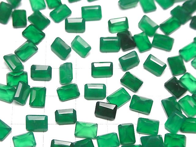 [Video]High Quality Green Onyx AAA Loose stone Rectangle Faceted 7x5mm 10pcs