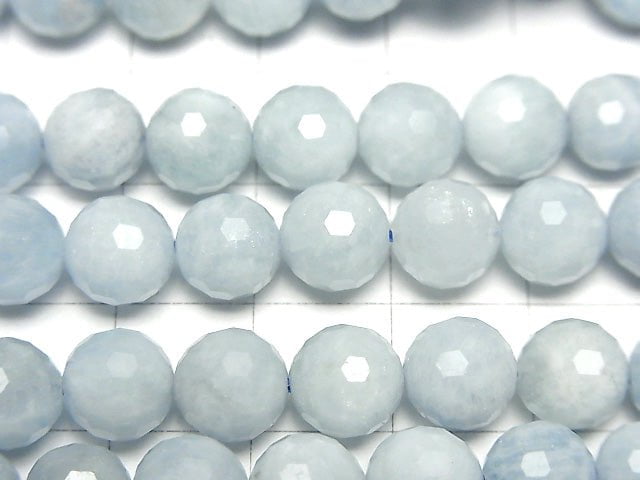 [Video]High Quality! Africa Aquamarine AA+ 128Faceted Round 8mm half or 1strand beads (aprx.15inch/37cm)