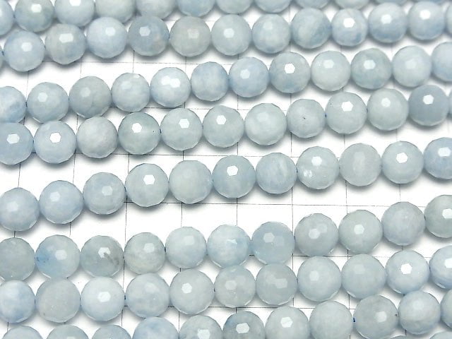 [Video]High Quality! Africa Aquamarine AA+ 128Faceted Round 8mm half or 1strand beads (aprx.15inch/37cm)