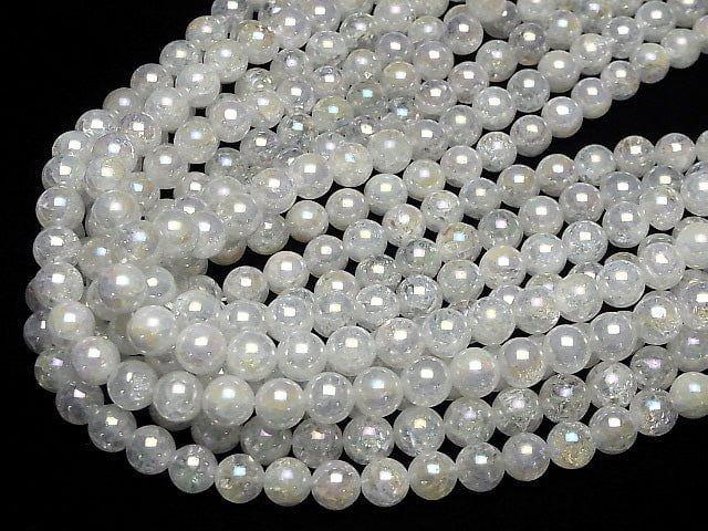 [Video] Cracked Aqua Crystal Round 10mm half or 1strand beads (aprx.15inch/37cm)