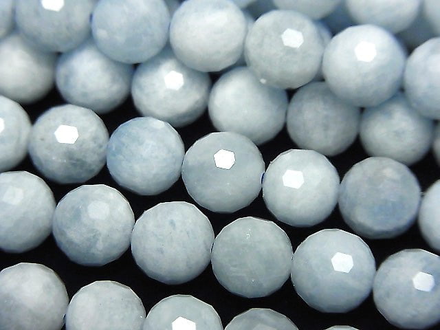 [Video]High Quality! Africa Aquamarine AA+ 128Faceted Round 8mm half or 1strand beads (aprx.15inch/37cm)