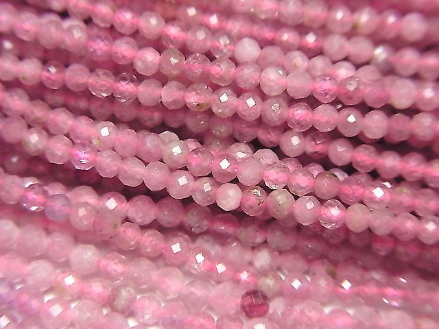 [Video]High Quality! Pink Tourmaline AA++ Faceted Round 2mm 1strand beads (aprx.15inch/38cm)