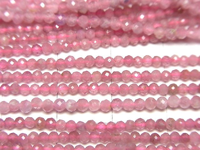 [Video]High Quality! Pink Tourmaline AA++ Faceted Round 2mm 1strand beads (aprx.15inch/38cm)