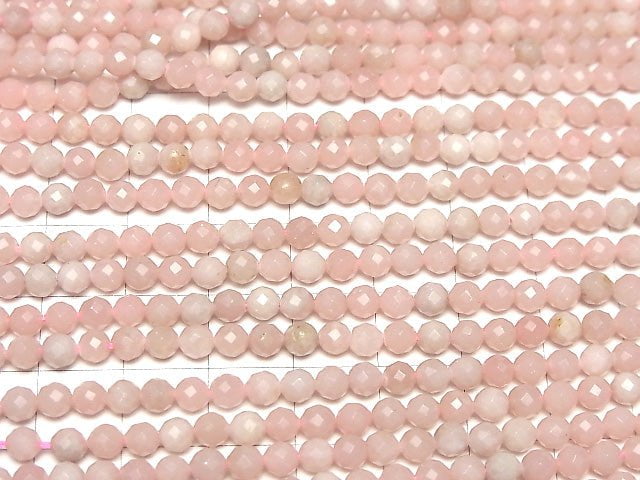 [Video] High Quality! Pink Soap Stone AAA Faceted Round 4mm 1strand beads (aprx.15inch/36cm)