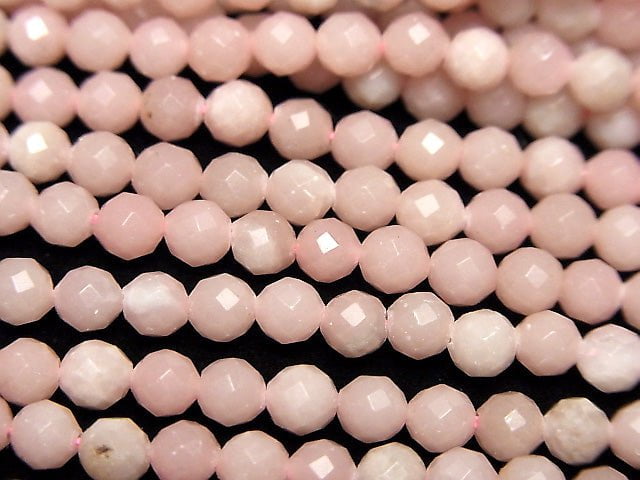 [Video] High Quality! Pink Soap Stone AAA Faceted Round 4mm 1strand beads (aprx.15inch/36cm)