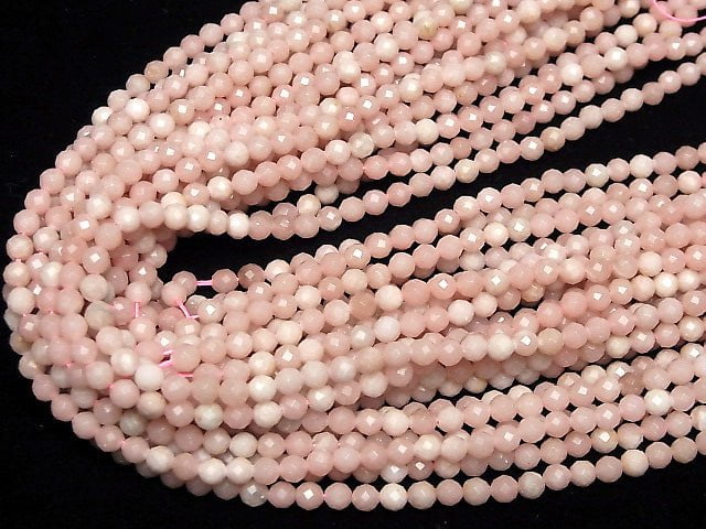 [Video] High Quality! Pink Soap Stone AAA Faceted Round 4mm 1strand beads (aprx.15inch/36cm)