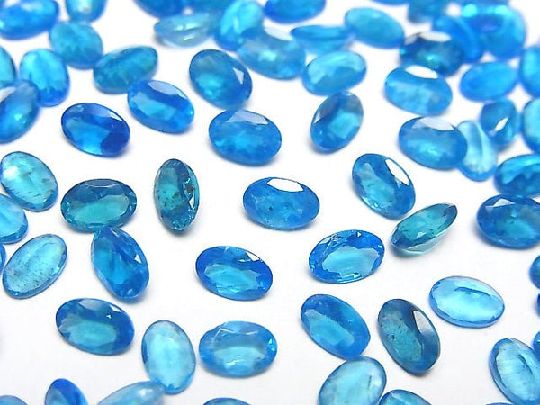 [Video] High Quality Neon Blue Apatite AAA Loose stone Oval Faceted 6x4mm 2pcs